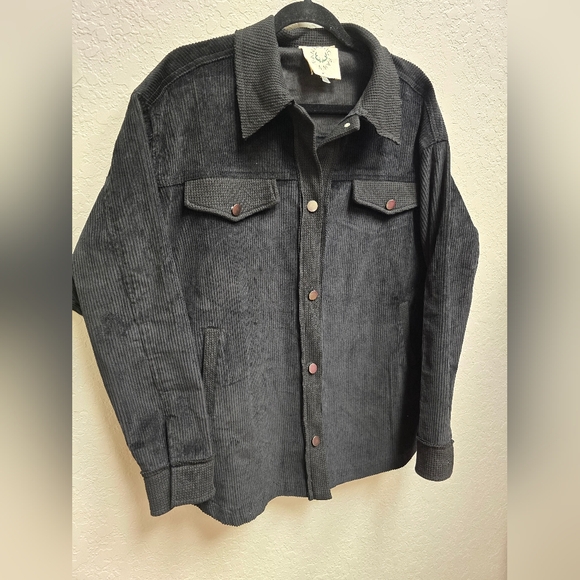 Fantastic Fawn Black Corduroy Jacket with Red Sequins Lip Design Size Medium - Picture 6 of 8